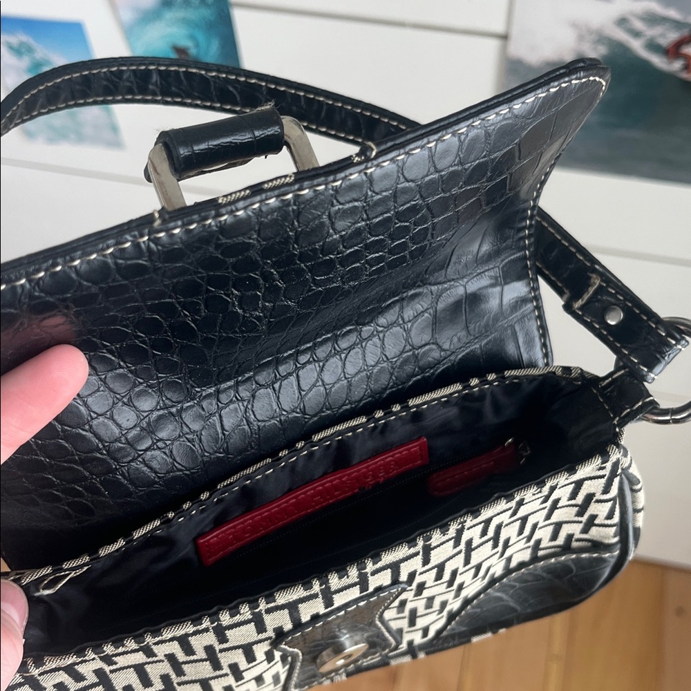 Tommy Hilfiger Woven Monogram Canvas Shoulder Bag with Black Trim - Picture 10 of 15